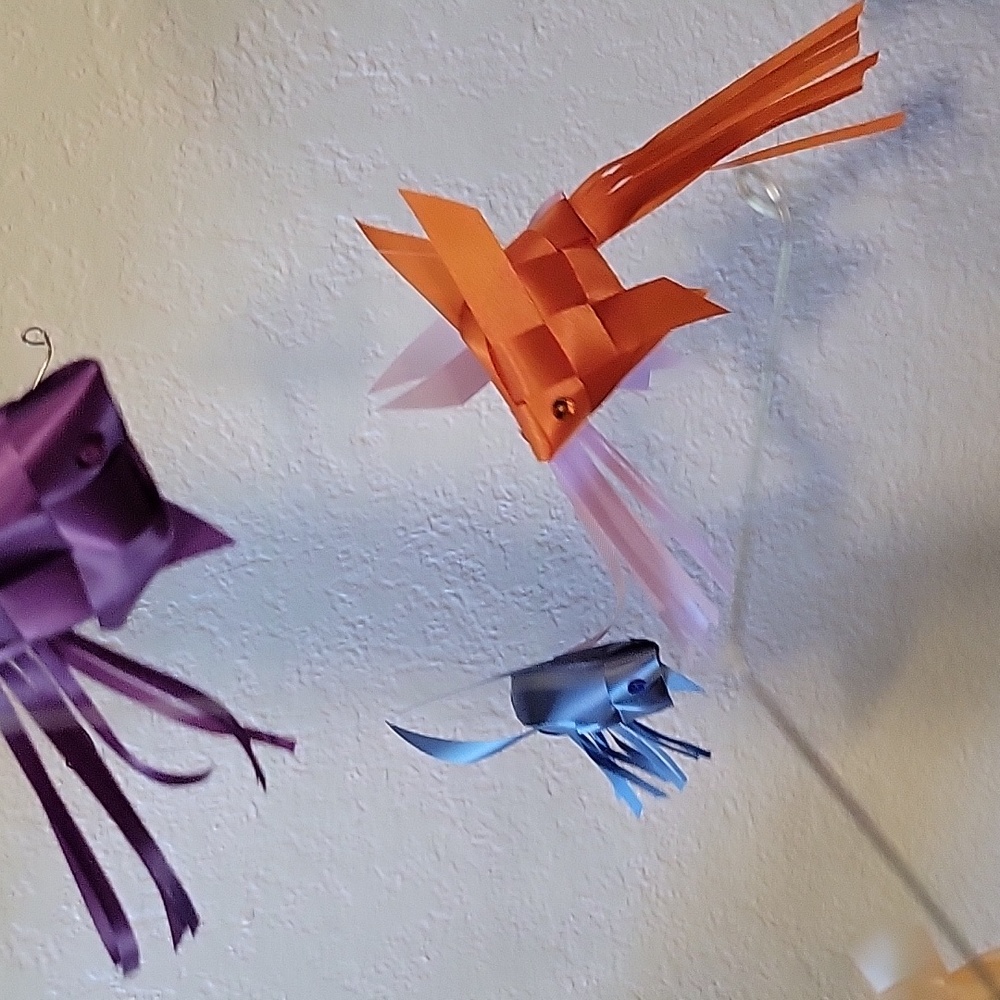 Colorful Baby Ribbon Fish Mobile Handmade - Picture 8 of 15
